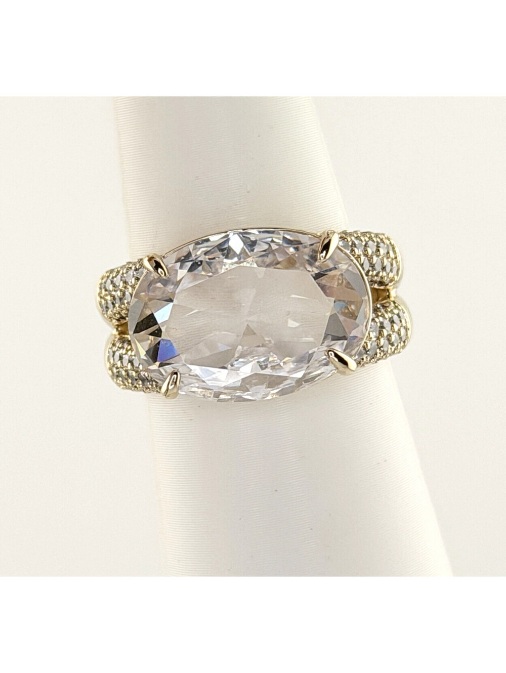 Bomb Party Pave Ring Sz 8 RG98310 "The Fine Details" Clear Cz on Yellow Gold